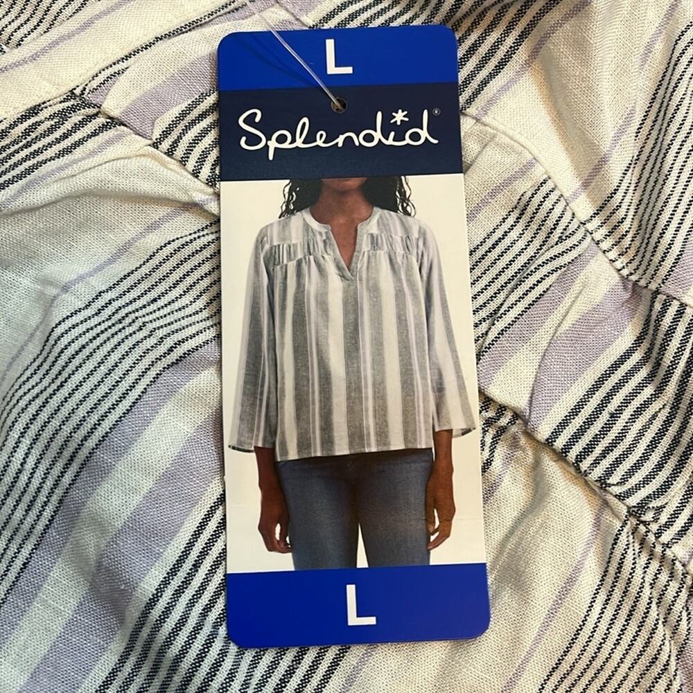 Splendid Ladies' V-Neck Boho 3/4 sleeve Blouse Size L - Picture 4 of 5